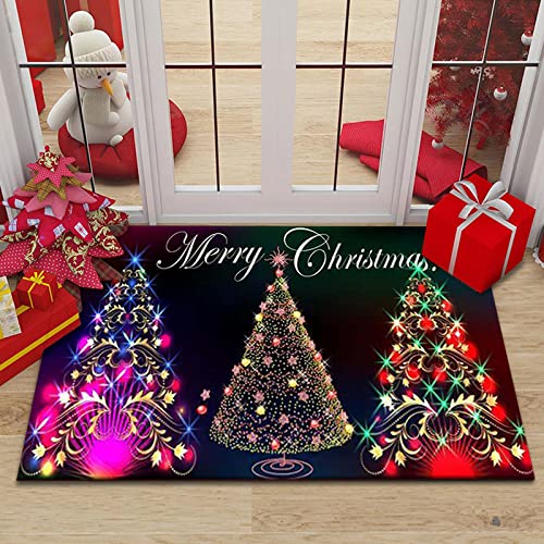 RFFLUX Weihnachts Fußmatte Innen und Außen 40x60 cm bunt Weihnachtsbaum Türmatte rutschfest Waschbar Türvorleger Weich Fussmatte Wohnzimmer Schlafzimmer Weihnachts Teppich für Home Deko von RFFLUX