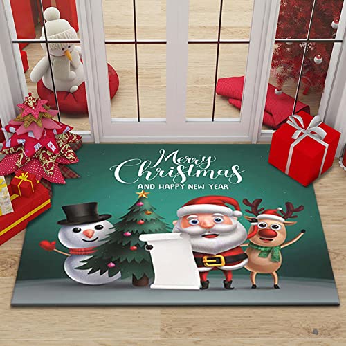 RFFLUX Weihnachts Fußmatte Innen und Außen 50x80 cm Weihnachtsmann Schneemann Rentier Türmatte rutschfest Waschbar Türvorleger Fussmatte Wohnzimmer Schlafzimmer Weihnachts Teppich für Home Deko von RFFLUX