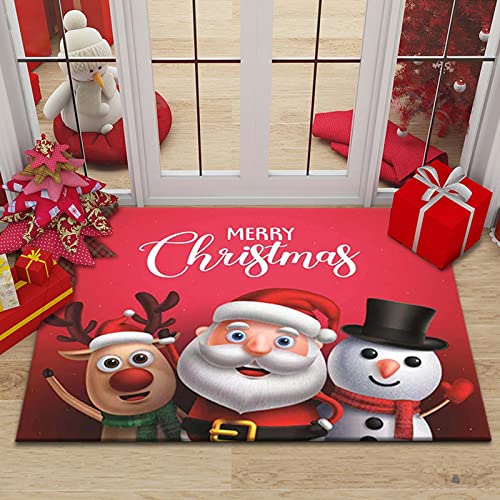 RFFLUX Weihnachts Fußmatte Innen und Außen 60x90 cm Cartoon Weihnachtsmann Türmatte rutschfest Waschbar Türvorleger Weich Fussmatte Wohnzimmer Schlafzimmer Weihnachts Teppich für Home Deko von RFFLUX