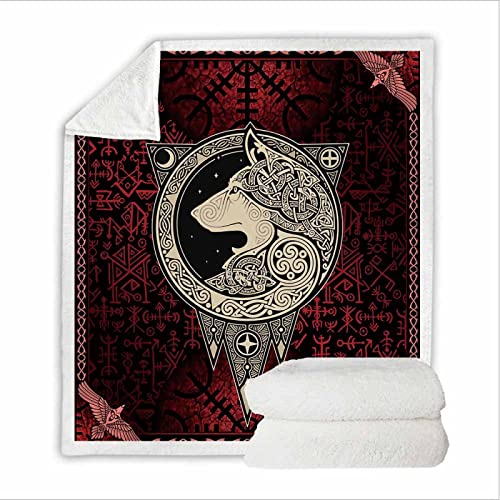 RFFLUX Wikinger Kuscheldecke 150x200cm Warmer Winter Weich Nordisch Mythologie Wikinger Decke Microfaser Sherpa Wohndecke Flauschige Couchdecke für Erwachsene Weihnachten Geschenk Blanket von RFFLUX