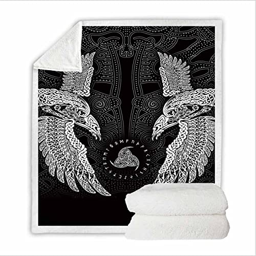 RFFLUX Wikinger Kuscheldecke 150x200cm Warmer Winter Weich Nordisch Mythologie Wikinger Decke Microfaser Sherpa Wohndecke Flauschige Couchdecke für Erwachsene Weihnachten Geschenk Blanket von RFFLUX