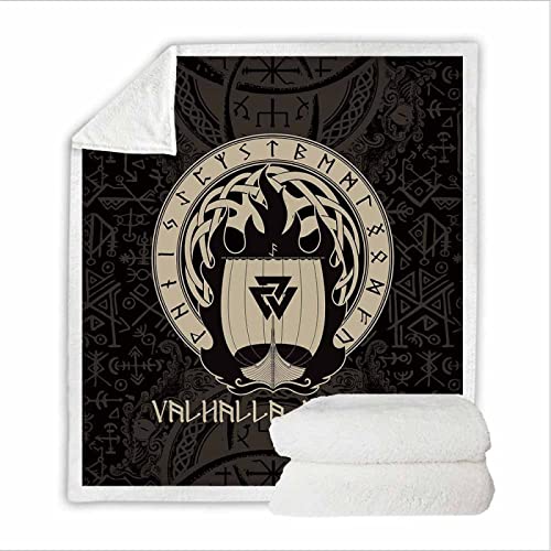 RFFLUX Wikinger Kuscheldecke 150x200cm Warmer Winter Weich Nordisch Mythologie Wikinger Decke Microfaser Sherpa Wohndecke Flauschige Couchdecke für Erwachsene Weihnachten Geschenk Blanket von RFFLUX