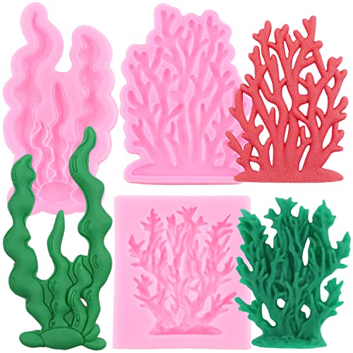 RFGHAC 3 Stück Korallen Seetang Silikonform Korallen Fondant Formen für Schokolade Süßigkeiten Kuchen Dekoration Cupcake Topper Harz Polymer Ton von RFGHAC