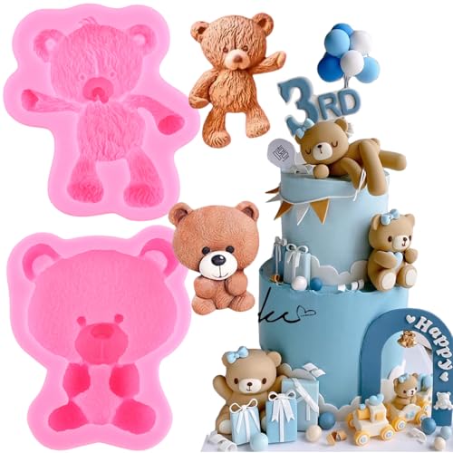 RFGHAC Bär Silikon Fondant Formen Für Kuchen dekorieren Cupcake Topper Candy Polymer Clay Schokolade Gummipaste 2er Set von RFGHAC