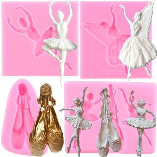 RFGHAC Balletttänzerin Silikonform Ballettschuhe Fondant Formen für Cupcake Kuchen Dekoration Süßigkeiten Schokolade Gummipaste 4 Stück von RFGHAC