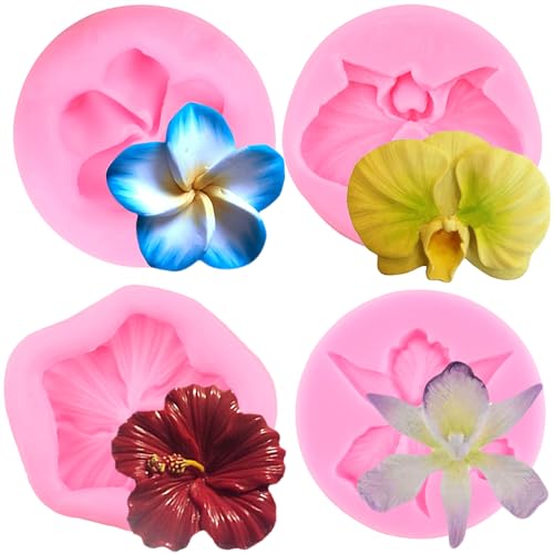 RFGHAC Blume Blüte Silikonform Orchidee Blume Fondant Formen Hibiskus Plumeria Blume Schokoladenform für Süßigkeiten Kuchen Dekorieren Cupcake Topper Gummipaste Polymer Clay 4 Stück RFGHAC Blume Blüte Silikonform Orchidee Blume Fondant Formen Hibiskus Plumeria Blume Schokoladenform für Süßigkeiten Kuchen Dekorieren Cupcake Topper Gummipaste Polymer Clay 4 Stück von RFGHAC