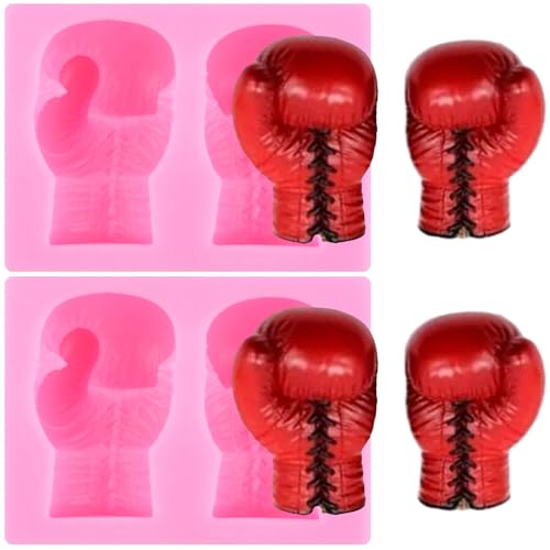 RFGHAC ​​Boxhandschuh-Silikonform Boxsport-Fondantformen zum Dekorieren von Kuchen Schokolade Blütenpaste Süßigkeiten Polymer-Ton 2er-Set von RFGHAC