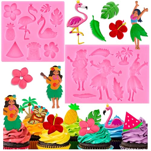 RFGHAC Hawaiian Indian Fondant Mould Summer Tropical Palm Leaves Flower Flamingo Maiden Silicone Mould for Luau Party Theme Cake Decorating Cupcake Topper Candy Chocolate Paste Polymer Clay Set of 2 RFGHAC Hawaiian Indian Fondant Mould Summer Tropical Palm Leaves Flower Flamingo Maiden Silicone Mould for Luau Party Theme Cake Decorating Cupcake Topper Candy Chocolate Paste Polymer Clay Set of 2 von RFGHAC