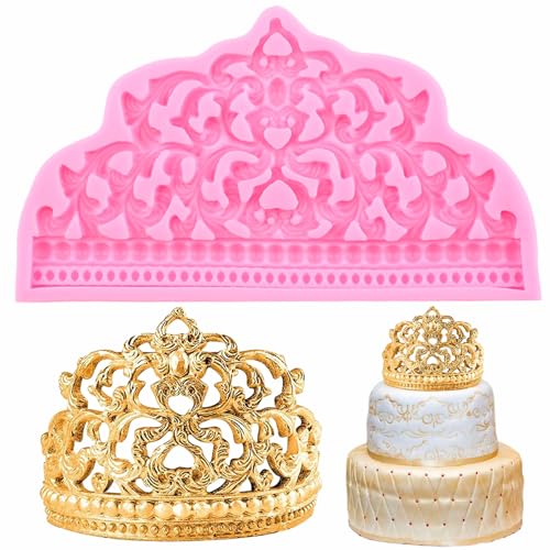 RFGHAC Krone Kuchen Fondant Form Krone Tiara Barock Stil Silikon Fondant Formen für Kuchen Dekorieren Cupcake Topper Candy Chocolate Gum Paste Polymer Clay 1 Stück von RFGHAC
