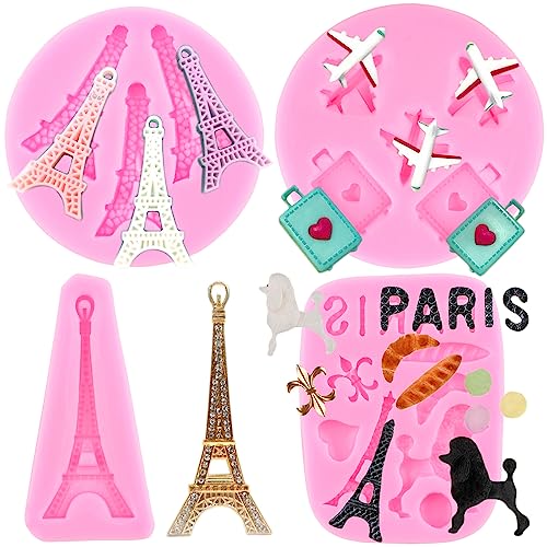 RFGHAC Mini-Größe, I Love Paris, Fondant, Eiffelturm, Pudel, Silikon, Fondant, Flugzeug, Gepäck, Form für Dekoration von Kuchen, Zucker, Handwerk, Gummi, Teig, Schokolade, Süßigkeiten, Polymer, 4 RFGHAC Mini-Größe, I Love Paris, Fondant, Eiffelturm, Pudel, Silikon, Fondant, Flugzeug, Gepäck, Form für Dekoration von Kuchen, Zucker, Handwerk, Gummi, Teig, Schokolade, Süßigkeiten, Polymer, 4 von RFGHAC