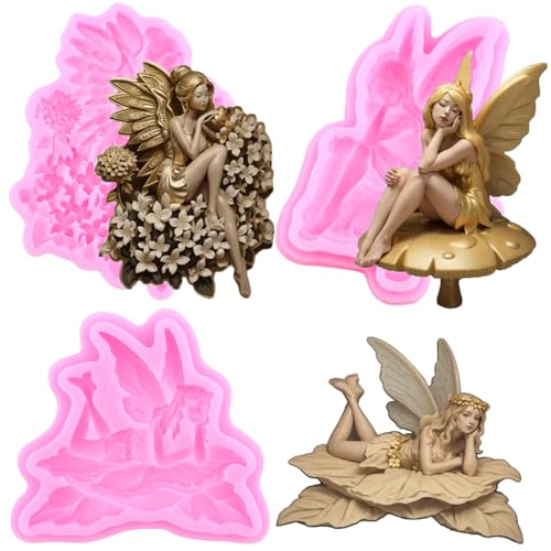 RFGHAC Silikonform In Feen-Engelform, Blumenfee-Fondantform Zum Dekorieren Von Kuchen, Cupcake-Toppern, Süßigkeiten, Polymer-Ton, Schokolade, Blütenpaste, 3er-Set RFGHAC Silikonform In Feen-Engelform, Blumenfee-Fondantform Zum Dekorieren Von Kuchen, Cupcake-Toppern, Süßigkeiten, Polymer-Ton, Schokolade, Blütenpaste, 3er-Set von RFGHAC