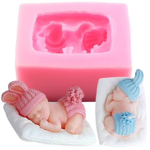 RFGHAC Silikonformen für Babyparty, Motiv: schlafendes Baby mit Kissen, für Kuchendekoration, Dekoration, Süßigkeiten, Polymerton, Schokolade, Gummipaste, Kerze, Wachsmalstift, Seife, Harz von RFGHAC
