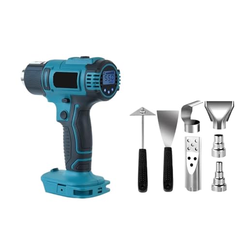 18V 0-550℃ Heißluftpistole 2500W 2-Gang-Einstellung 6-Gang-Windgeschwindigkeit Akku-Heißluftpistole Einfach Zu Bedienen(7 Nozzles) von RFGTHY