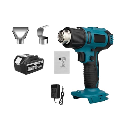 2000 W Akku-Heißluftpistole For 18 V Batterie, Industrielles Thermisches Gebläse, Elektrische Hand-Heißluftpistole Mit 2 Düsen Einfach Zu Bedienen(1 Battery) von RFGTHY