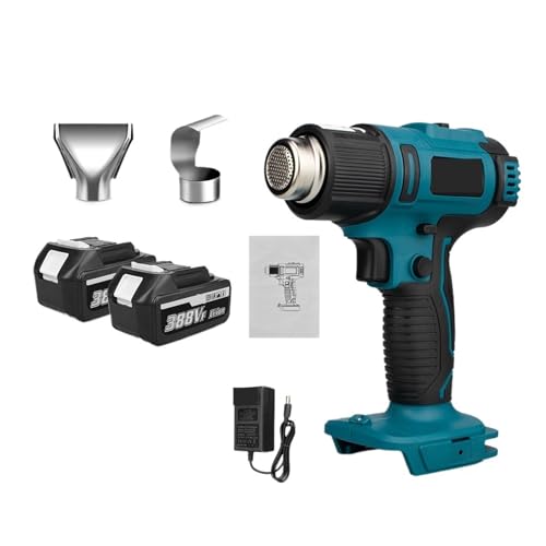 2000 W Akku-Heißluftpistole For 18 V Batterie, Industrielles Thermisches Gebläse, Elektrische Hand-Heißluftpistole Mit 2 Düsen Einfach Zu Bedienen(2 Battery) von RFGTHY