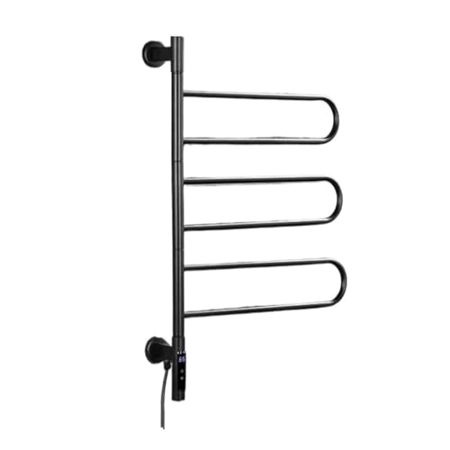 Elektrische Bad Handtuch Wärmer Heizung Handtuch Regal Rack Handtuch Trockner Regal Drehbare Smart Digital Display Bad Zubehör Einfach Zu Bedienen(Black-Round) von RFGTHY