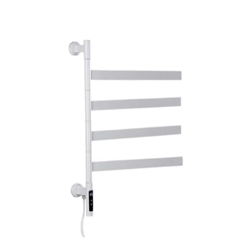 Elektrische Bad Handtuch Wärmer Heizung Handtuch Regal Rack Handtuch Trockner Regal Drehbare Smart Digital Display Bad Zubehör Einfach Zu Bedienen(White-Square) von RFGTHY