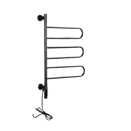 Smart Bad Elektrische Bad Handtuch Wärmer Heizung Handtuch Regal Rack Handtuch Trockner Regal Drehbare Digitale Temperatur Zeit Steuerung Einfach Zu Bedienen(Black-Round) von RFGTHY