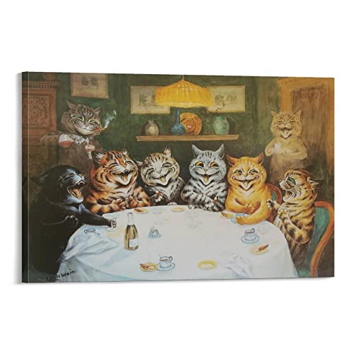 Louis Wain Malerei Kunst-Poster, Wandkunst, Poster, Leinwandbild, Malerei, Wohnzimmer, Dekoration, 30 x 45 cm von RFME