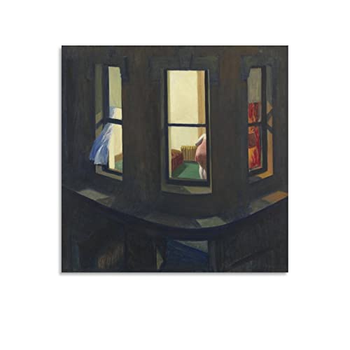 Nachtfenster – von Edward Hopper Malerei Kunst Poster Wandkunst Poster Scrollen Leinwand Gemälde Bild Wohnzimmer Dekor Home 60 x 60 cm von RFME