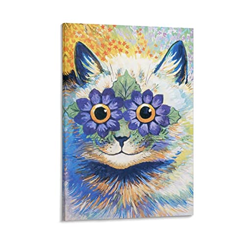 RFME Flower Power Cat – von Louis Wain, Malerei, Kunst, Poster, Leinwand, Wandkunst, Bild, Drucke, hängende Fotodekoration, Heimposter, Kunstwerke, 30 x 45 cm von RFME