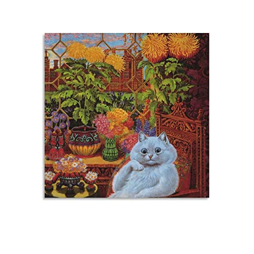 RFME Katze im Garten – von Louis Wain Malerei Kunstposter Kunstwerke Bild Druck Poster Wandkunst Gemälde Leinwand Dekor Home Poster 50 x 50 cm von RFME