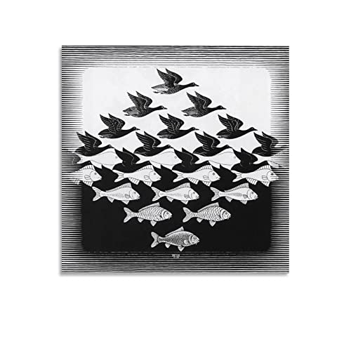 RFME M.C. Escher Malerei Kunstposter, Kunstwerke, Leinwand, Poster, Wandkunstdrucke, moderne Dekoration, 40 x 40 cm von RFME