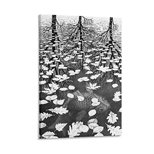 RFME M.C. Escher Malerei Kunstposter mit drei Welten – 30 x 45 cm von RFME