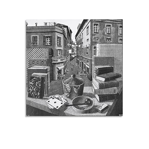 RFME Stillleben und Straße – von M.C. Escher Malerei Kunstposter Leinwand Gemälde Poster Wandkunst Dekorative Bild Drucke Moderne Dekoration 50 x 50 cm von RFME