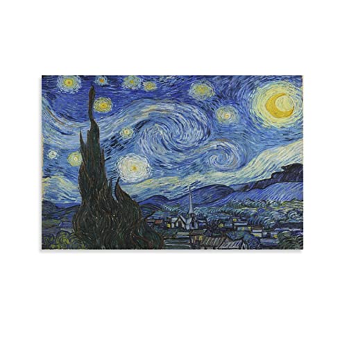 RFME The Starry Night – von Vincent Van Gogh Malerei Kunstposter Poster Kunstdruck Wand Foto Farbe Poster Hängendes Bild Familiendekoration 40 x 60 cm von RFME