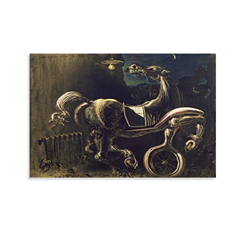 Salvador Dali Gemälde auf Leinwand, Motiv "Debris of An Automobile Giving Birth to A Blind Horse Biting A Telefon – von Salvador Dali Malerei Bild Poster Wandfarbe Kunstwerke 30 x 45 cm von RFME