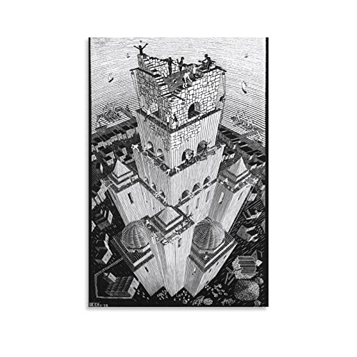 Tower of Babel – von M.C. Escher Poster, Kunstposter, Leinwand, Malerei, Dekoration, Wanddruck, Foto, Zuhause, moderne dekorative Poster, 50 x 75 cm von RFME