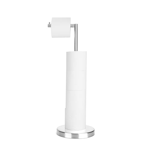 Toilettenpapierhalter freistehend, Schwerer Sockel, Edelstahl Toilettenpapierrollenregal fasst 4 + 1 Rollen Toilettenpapier, Toilettenpapierhalter,Gebürstetes Nickel von RFOUO