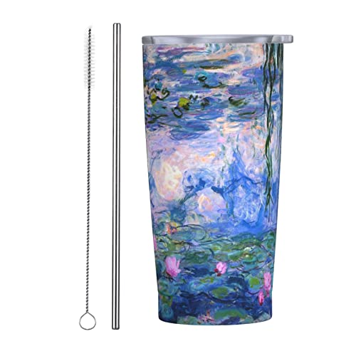 RFSHOP Monet Painting 590 ml Reisebecher Thermobecher Edelstahl mit Deckel Auslaufsicher Kaffeetasse für heiße & kalte Getränke von RFSHOP