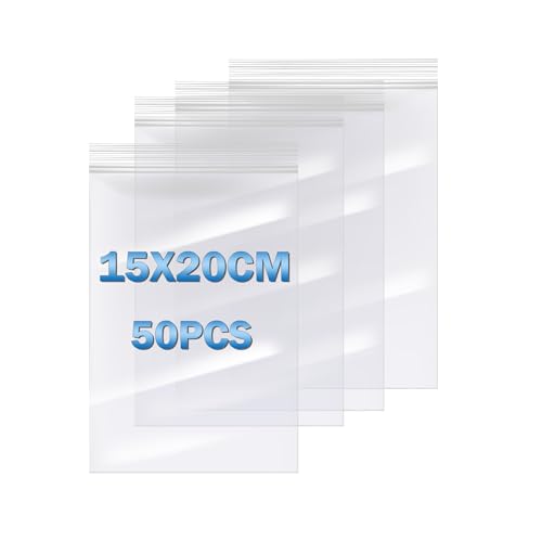 50 Druckverschlussbeutel, wiederverschließbar, mit Reißverschluss, 15 x 20 cm, kleine Plastiktüte, transparent, wiederverwendbar, mit Reißverschluss für Perlen, Schmuck, Snacks, Diamantmalerei, Karten 50 Druckverschlussbeutel, wiederverschließbar, mit Reißverschluss, 15 x 20 cm, kleine Plastiktüte, transparent, wiederverwendbar, mit Reißverschluss für Perlen, Schmuck, Snacks, Diamantmalerei, Karten von RFWIN