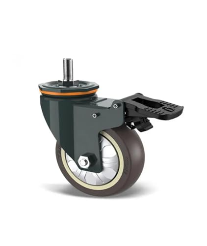 1 Stück 3 Zoll M10/M12/M14/M16/M20 Schraube Universalrad mit Bremsgummiwelle Lenkrolle Stille Maschine Einzellast 110KG(M10- With Brakes) von RFXOGTYFZ