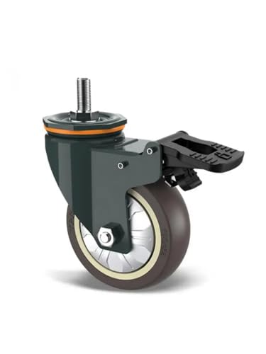 1 Stück 3 Zoll M10/M12/M14/M16/M20 Schraube Universalrad mit Bremsgummiwelle Lenkrolle Stille Maschine Einzellast 110KG(M10- With Brakes) von RFXOGTYFZ