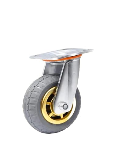 1 x 8-Zoll-Richtungsrad, Hochleistungs-Lenkrolle, geräuscharme Gummi-Flachwagen-Stoßdämpfung mit Bremse von RFXOGTYFZ