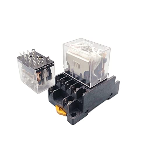 10 Stück Silberkontakt Kleines elektromagnetisches Zwischenrelais LY4NJ HH64P AC 220 V DC 12/24 V 14-polig 4Z mit Sockel AC 10 A 250 V von RFXOGTYFZ