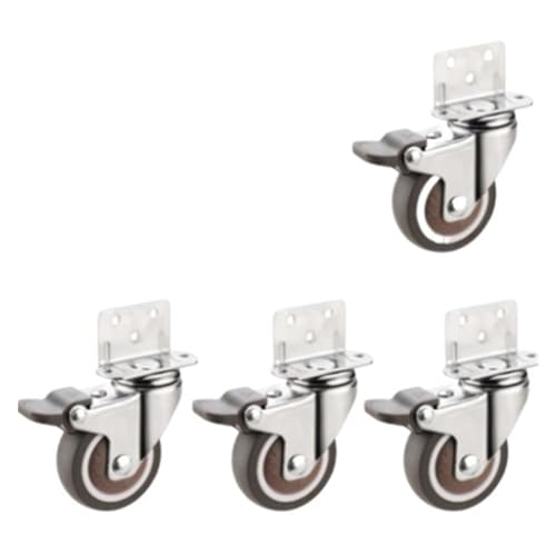 4 Stück/Charge Blumenständer-Rad, L-förmiges Sperrholz, 2-Zoll-Riemenscheibe, Tischrolle, leise, 1-Zoll-Lenkung mit Bremse(2-inch-c) von RFXOGTYFZ
