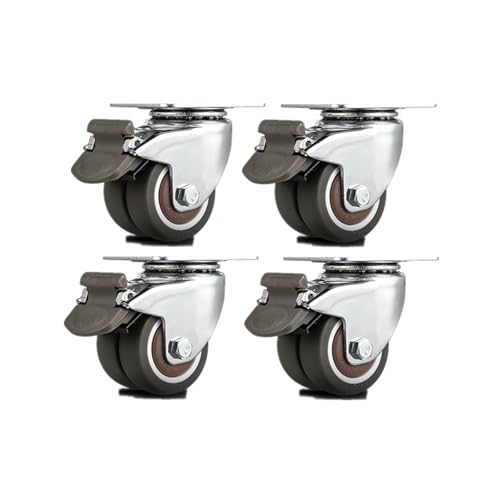 4 Teile/los 2 zoll Flache Zwei Rad Pulley hohe Lager Stille Schwenk Rad Sofa Caster Möbel Zubehör mit Bremse(Brake) von RFXOGTYFZ