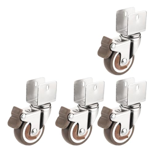 4er-Pack leise 2-Zoll-U-förmige Möbelrollen aus Sperrholz und weichem Gummi, Universalrollen und Riemenscheibenzubehör(16mm-c) von RFXOGTYFZ