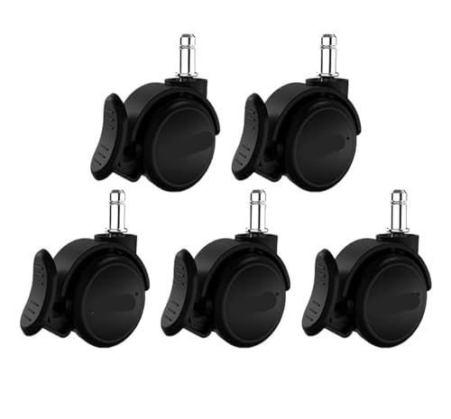 5 STÜCKE 2-zoll Schwarz/Orange/Grau/Bremse 200 KG Bürostuhl Gaming Rad Computer Caster Rod(Black-brake) von RFXOGTYFZ