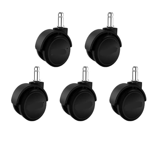 5 STÜCKE 2-zoll Schwarz/Orange/Grau/Bremse 200 KG Bürostuhl Gaming Rad Computer Caster Rod(Black-universal) von RFXOGTYFZ