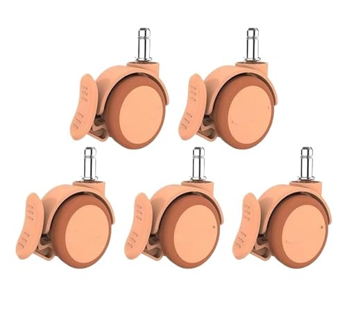 5 STÜCKE 2-zoll Schwarz/Orange/Grau/Bremse 200 KG Bürostuhl Gaming Rad Computer Caster Rod(Orange-brake) von RFXOGTYFZ