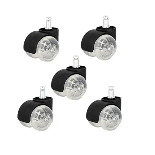5er-Pack 2 Zoll schwarz-weiß Bürostuhl transparente Rad Schwenk Computer Rollen Rollen(SJB920-600A) von RFXOGTYFZ