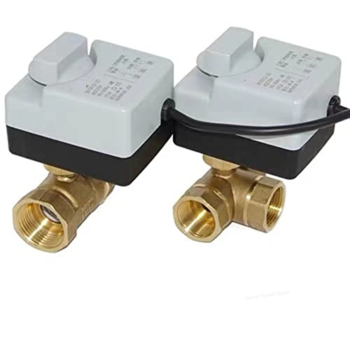 Brass Motorized Ball Valve 3-Wire Two Control Electric Actuator AC220V 3 Ways /2 Way DN15 DN20 DN25 DN32 DN40 with Manual Switch 1Pcs(2 Way,DN40) von RFXOGTYFZ