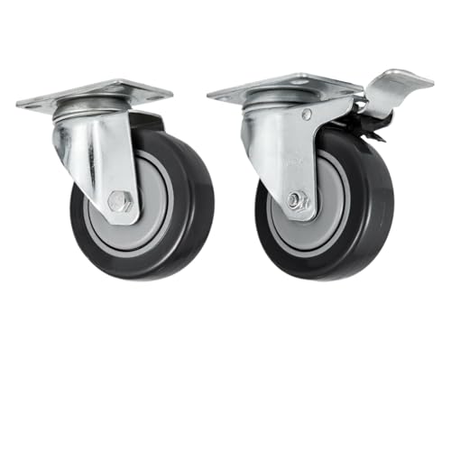 Satz mit 10 Lenkrollen mit Polyurethan-Rädern, voll schwenkbar und 8 mit Bremse. Robuste Lenkrollen mit oberen Plattenlagern, geeignet for schwere Lager(20 Pack) von RFXOGTYFZ