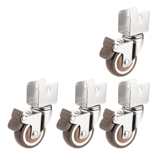Stille 2-Zoll-U-förmige Sperrholz Weichgummi Möbel Bett Universal Caster Pulley Zubehör(22mm-C) von RFXOGTYFZ