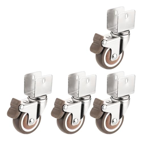 Stille 2-Zoll-U-förmige Sperrholz Weichgummi Möbel Bett Universal Caster Pulley Zubehör(22mm-C) von RFXOGTYFZ